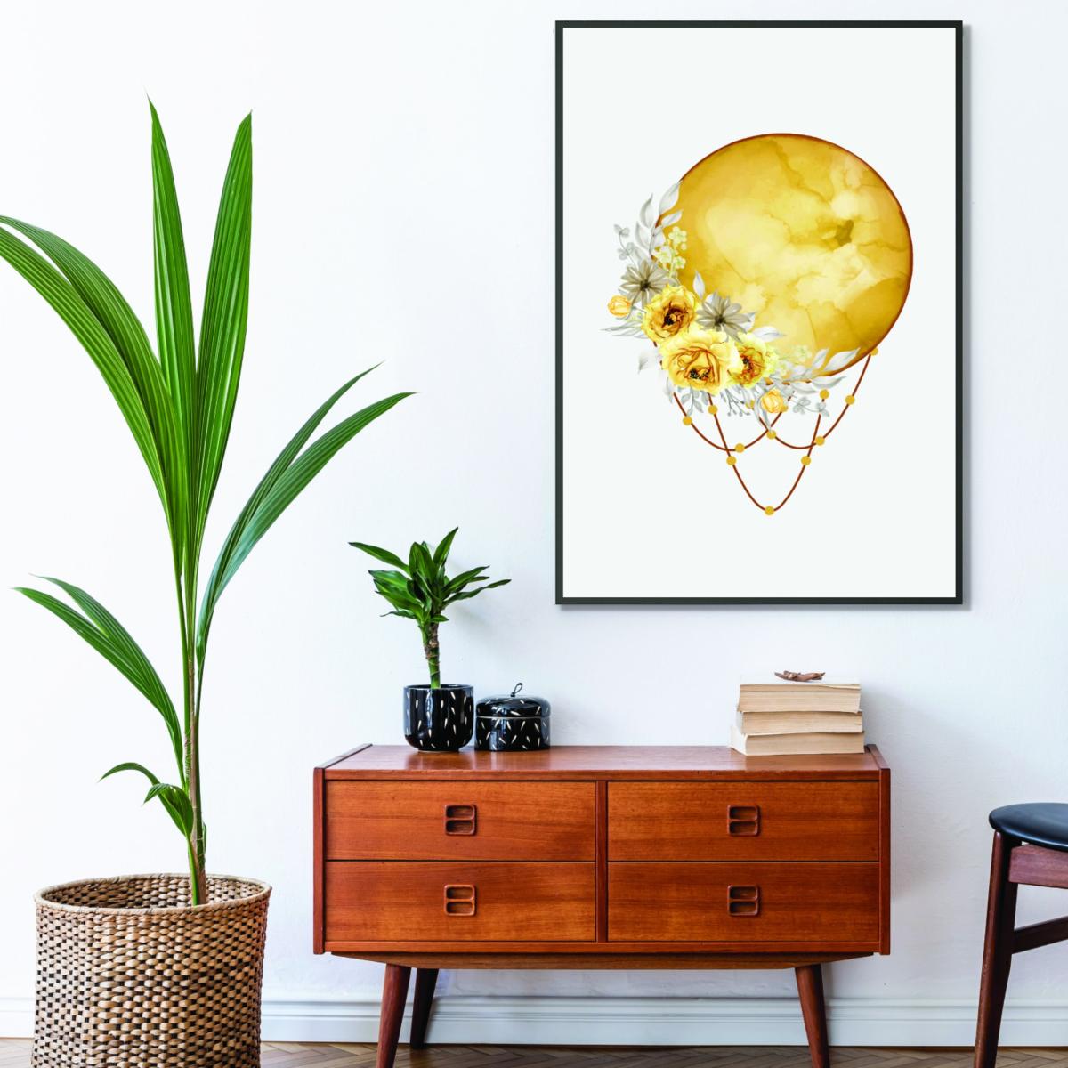 Yellow / Orange Watercolor Full Moon A1 594 X 841Mm Stanley Print House – image 3