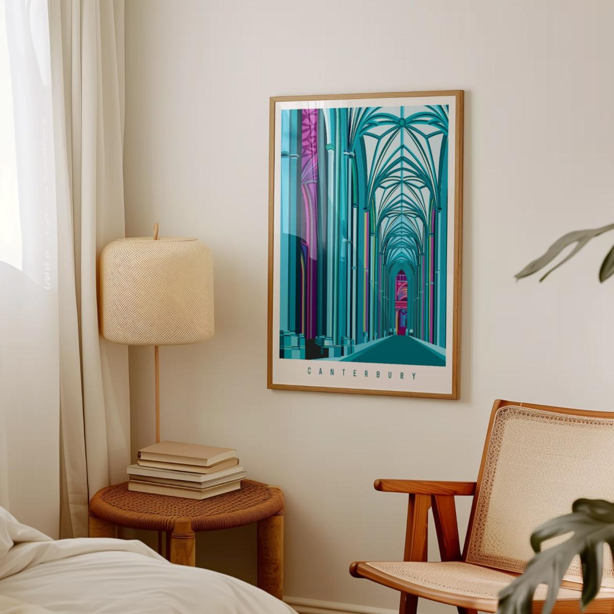 Blue Canterbury Cathedral Art Print | A3 | 297 X 420Mm | Eye for London Prints – image 4