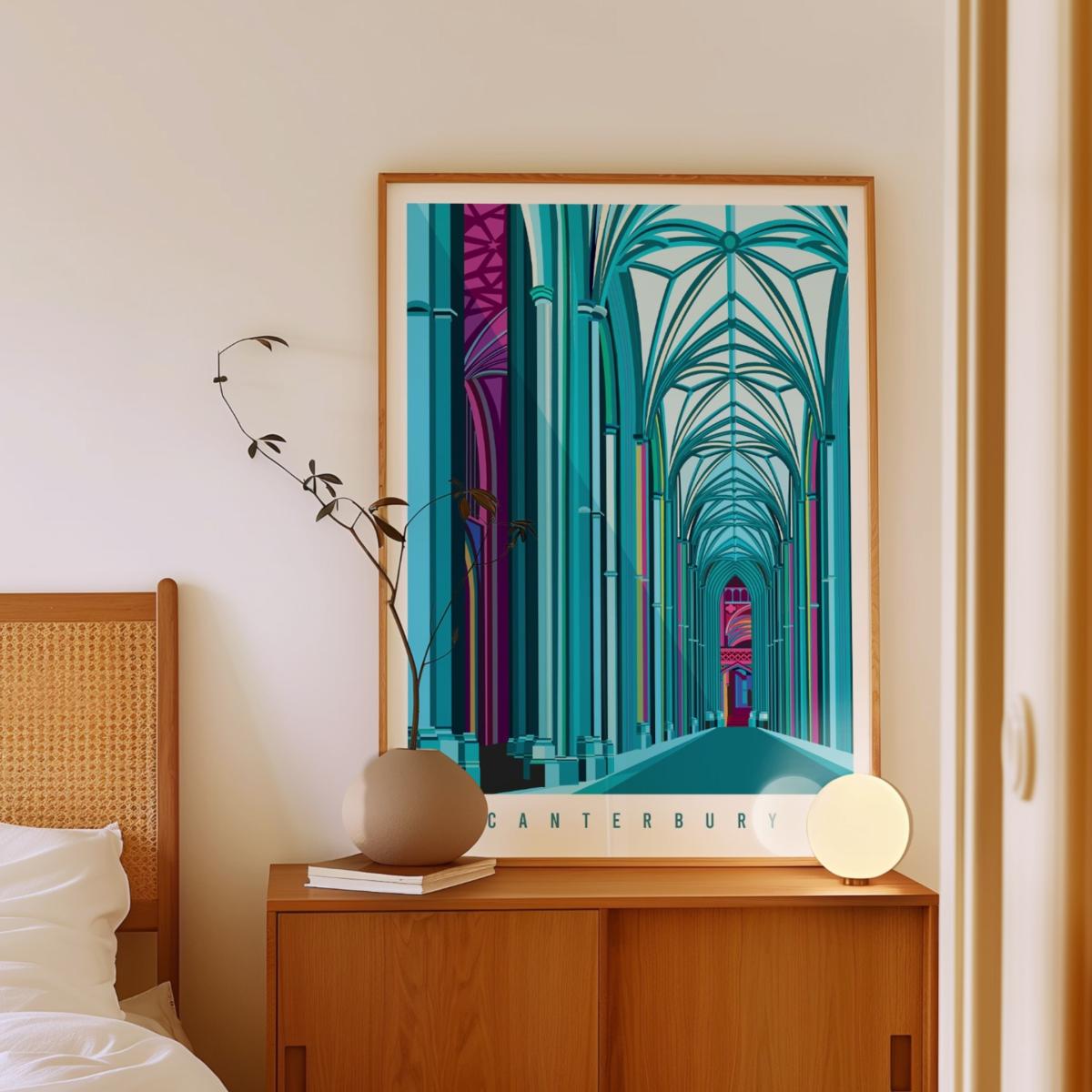Blue Canterbury Cathedral Art Print | A3 | 297 X 420Mm | Eye for London Prints – image 5