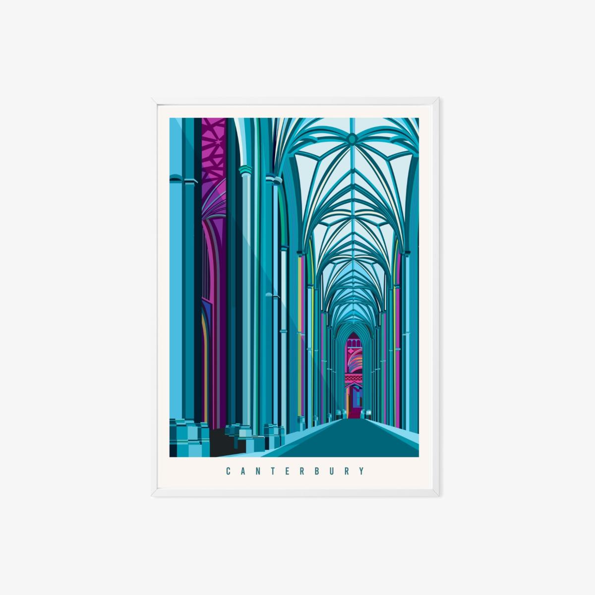 Blue Canterbury Cathedral Art Print | A3 | 297 X 420Mm | Eye for London Prints – image 1