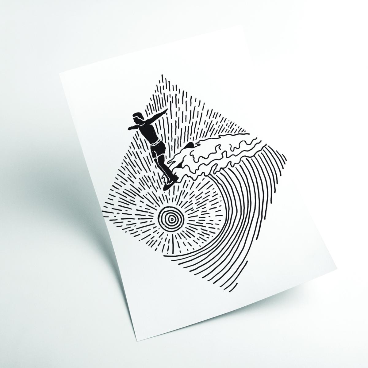 Black Surfer Line Drawing A3 297 X 420Mm Stanley Print House – image 2