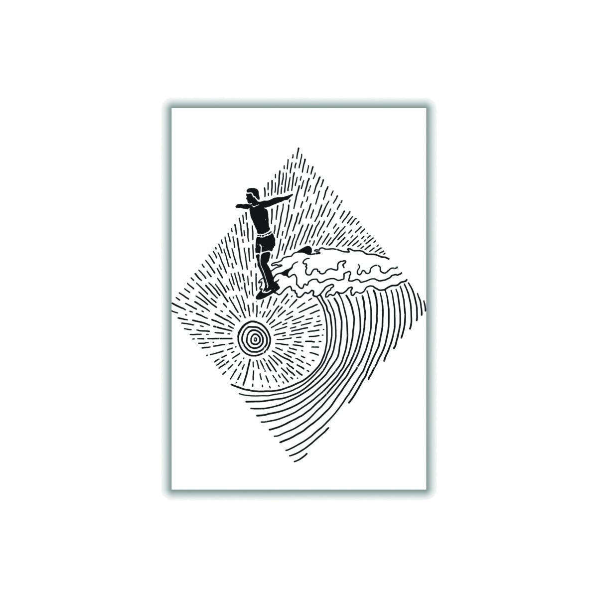 Black Surfer Line Drawing A3 297 X 420Mm Stanley Print House – image 1