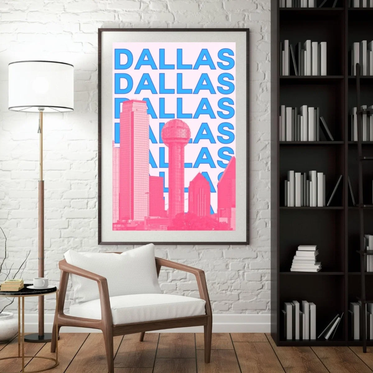 Pink / Purple Dallas Skyline Retro Poster | Artchi – image 3