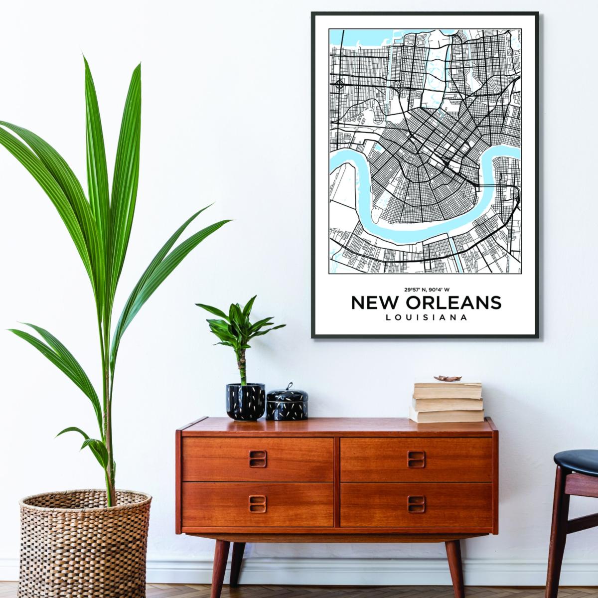 Blue Map Of New Orleans Louisiana A4 210 X 297Mm Stanley Print House – image 3