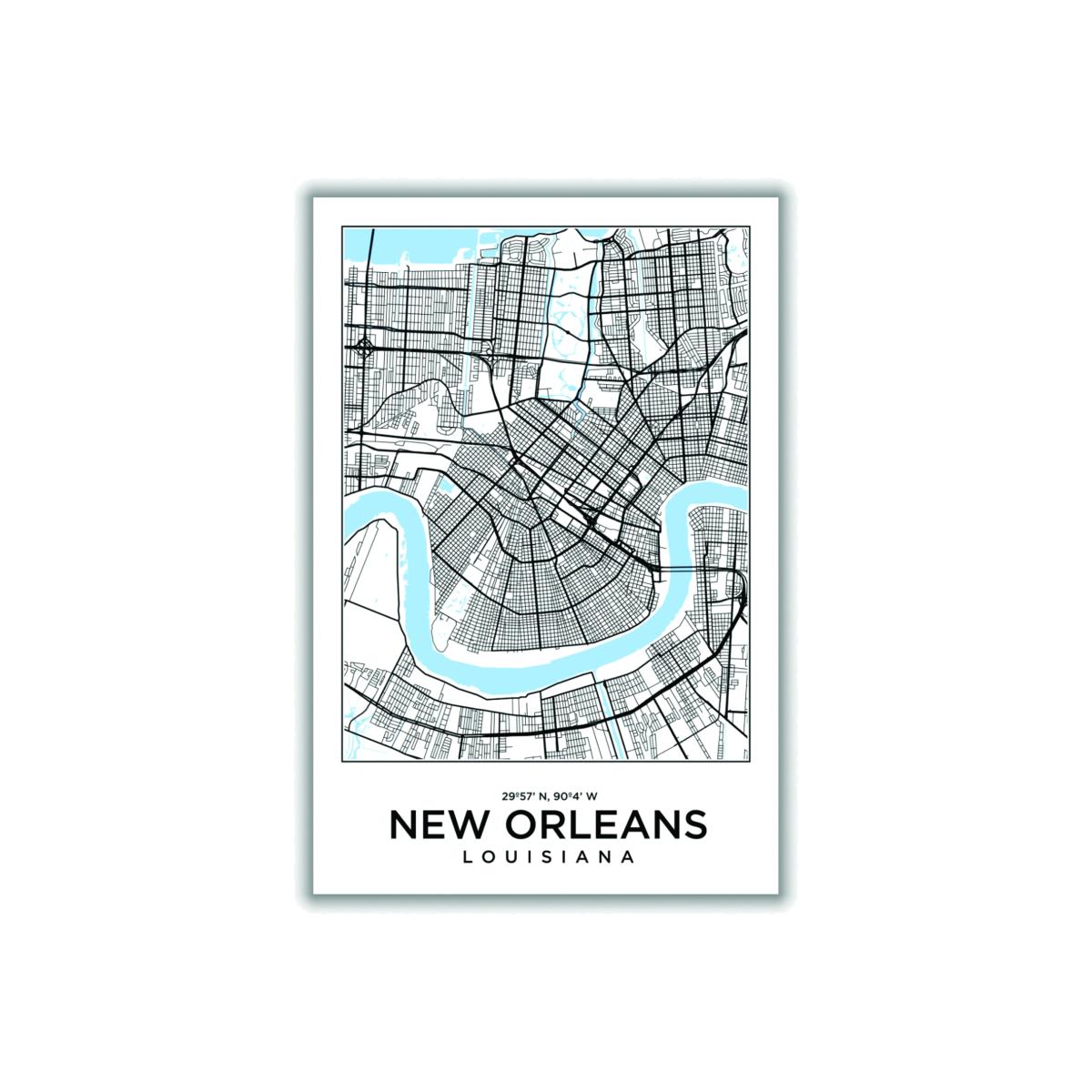 Blue Map Of New Orleans Louisiana A4 210 X 297Mm Stanley Print House – image 1
