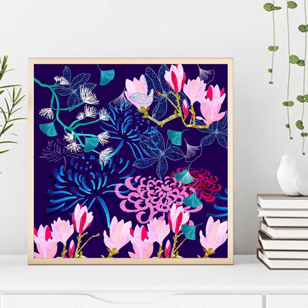 Blue Giclee Print - Midnight Florals Amanda West – image 3