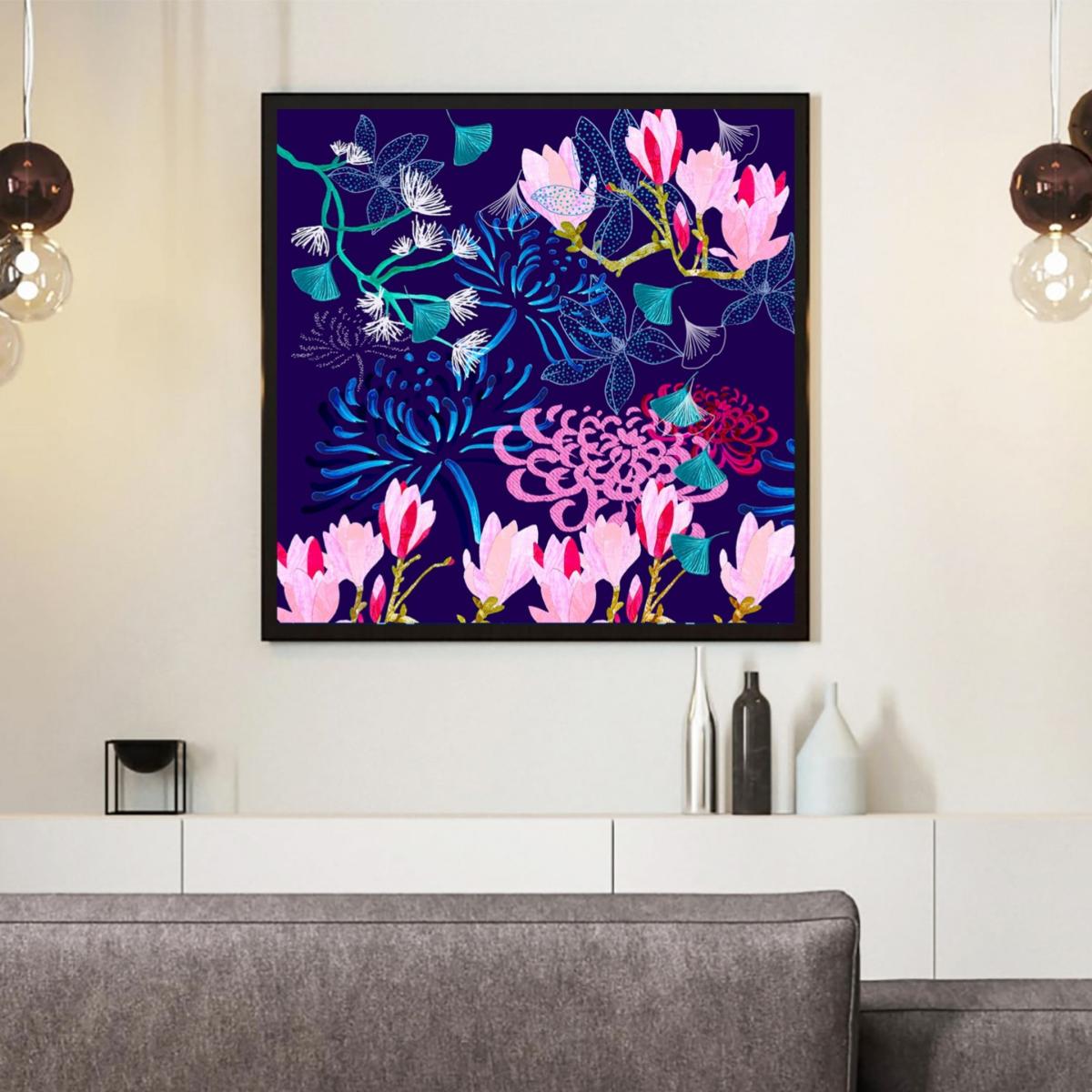 Blue Giclee Print - Midnight Florals Amanda West – image 4