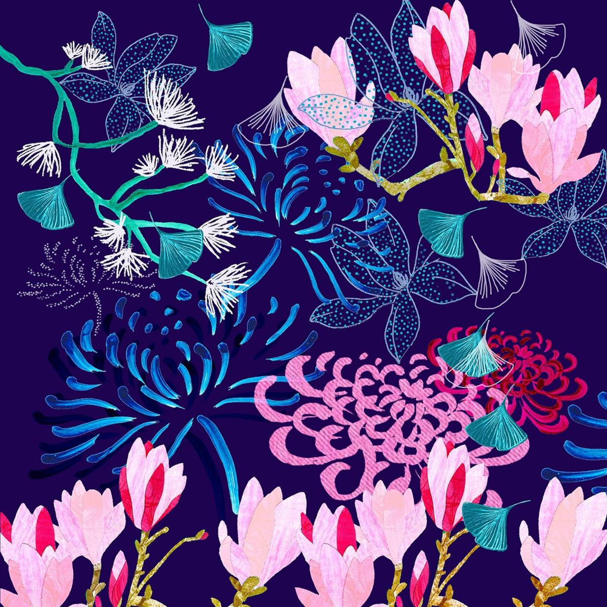 Blue Giclee Print - Midnight Florals Amanda West – image 1