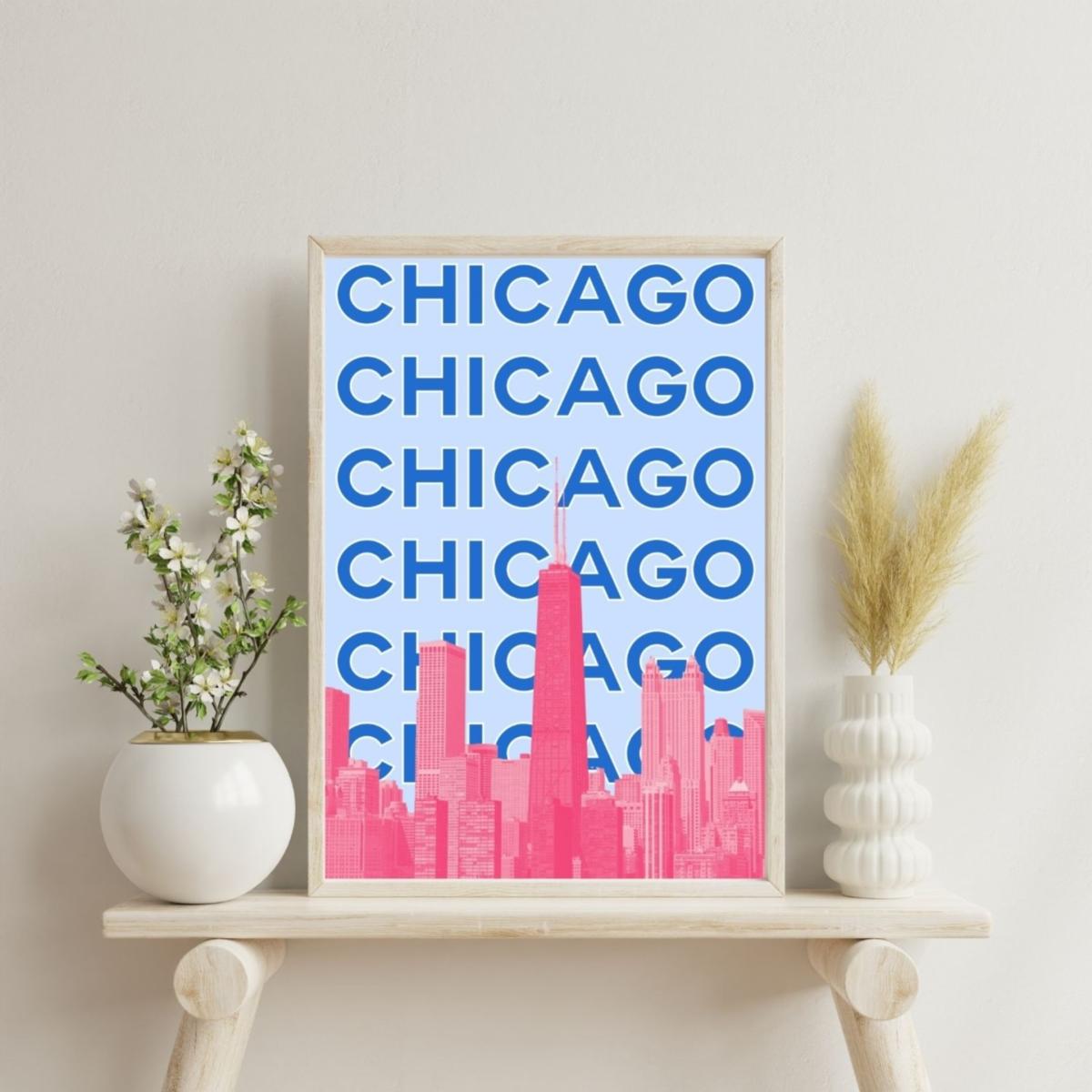 Blue Chicago Skyline Pop Poster | Artchi – image 2