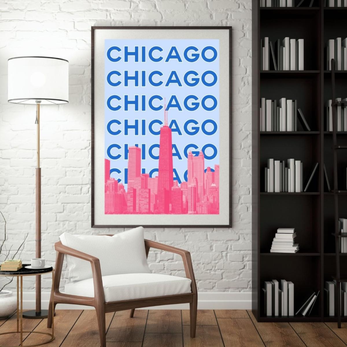 Blue Chicago Skyline Pop Poster | Artchi – image 3