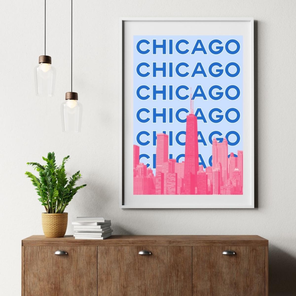 Blue Chicago Skyline Pop Poster | Artchi – image 4