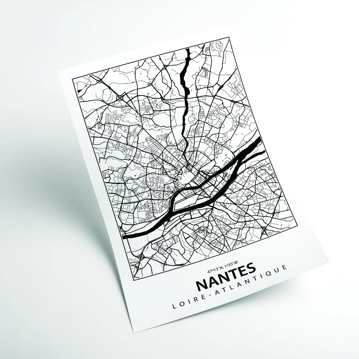 Black Map Of Nantes A3 297 X 420Mm Stanley Print House – image 2
