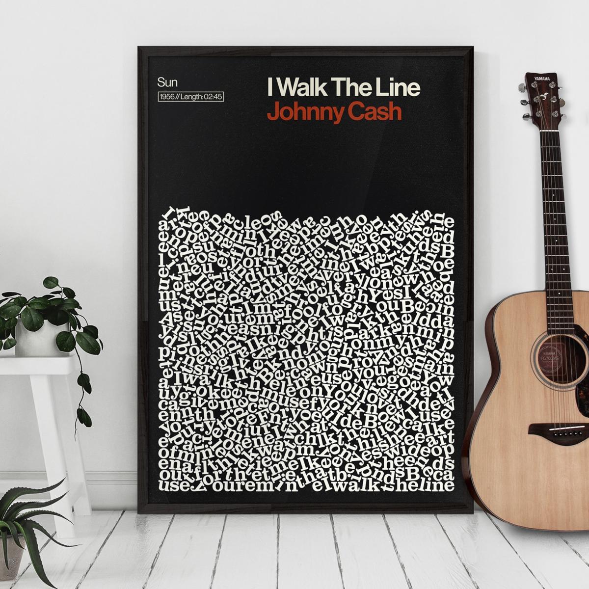 I Walk The Line - Johnny Cash - Song Lyric Print A0 841 X 1189Mm Reign & Hail – image 3