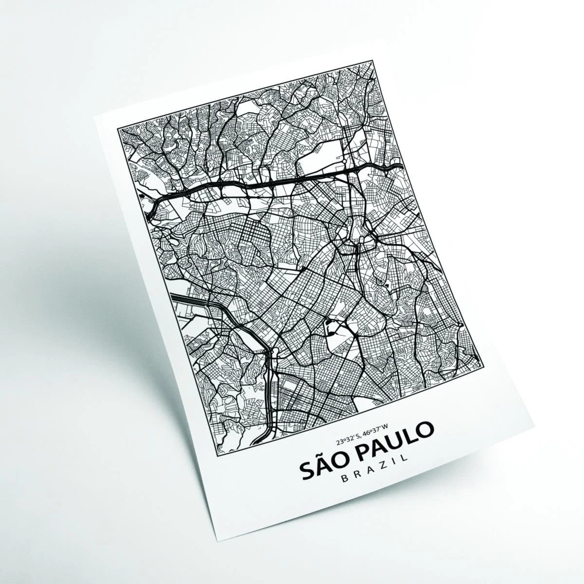 Black Map Of Sao Paulo Extra Large Stanley Print House – image 2