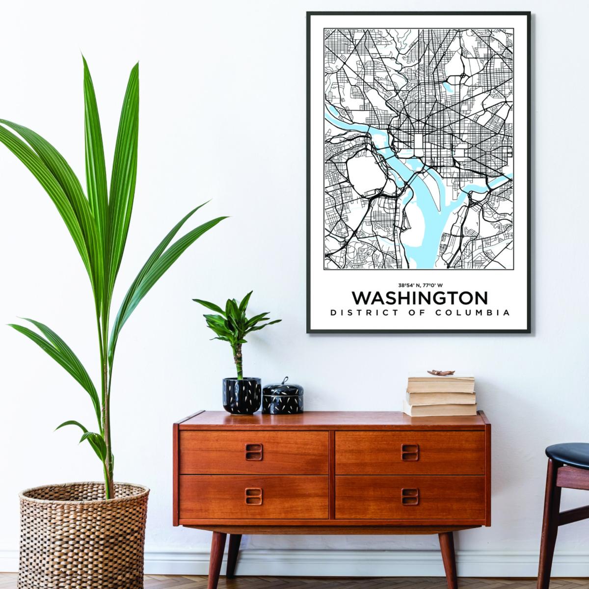 Blue Map Of Washington District Of Columbia Extra Large Stanley Print House – image 3