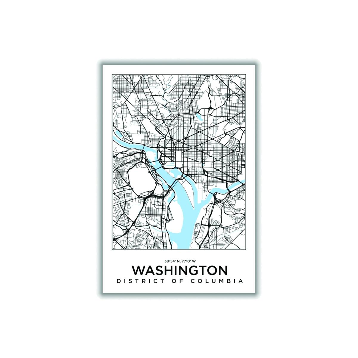 Blue Map Of Washington District Of Columbia Extra Large Stanley Print House – image 1