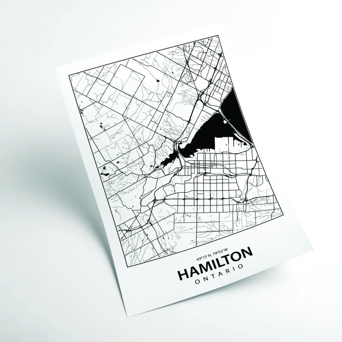 Black Map Of Hamilton A3 297 X 420Mm Stanley Print House – image 2