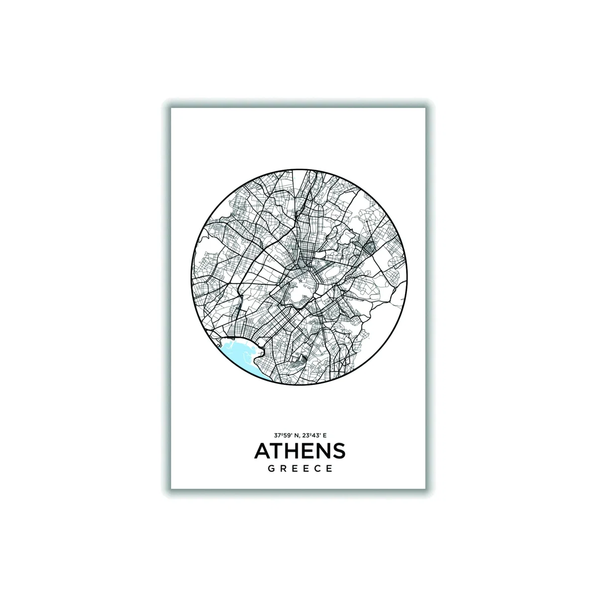 Blue Map Of Athens Extra Small Stanley Print House – image 1