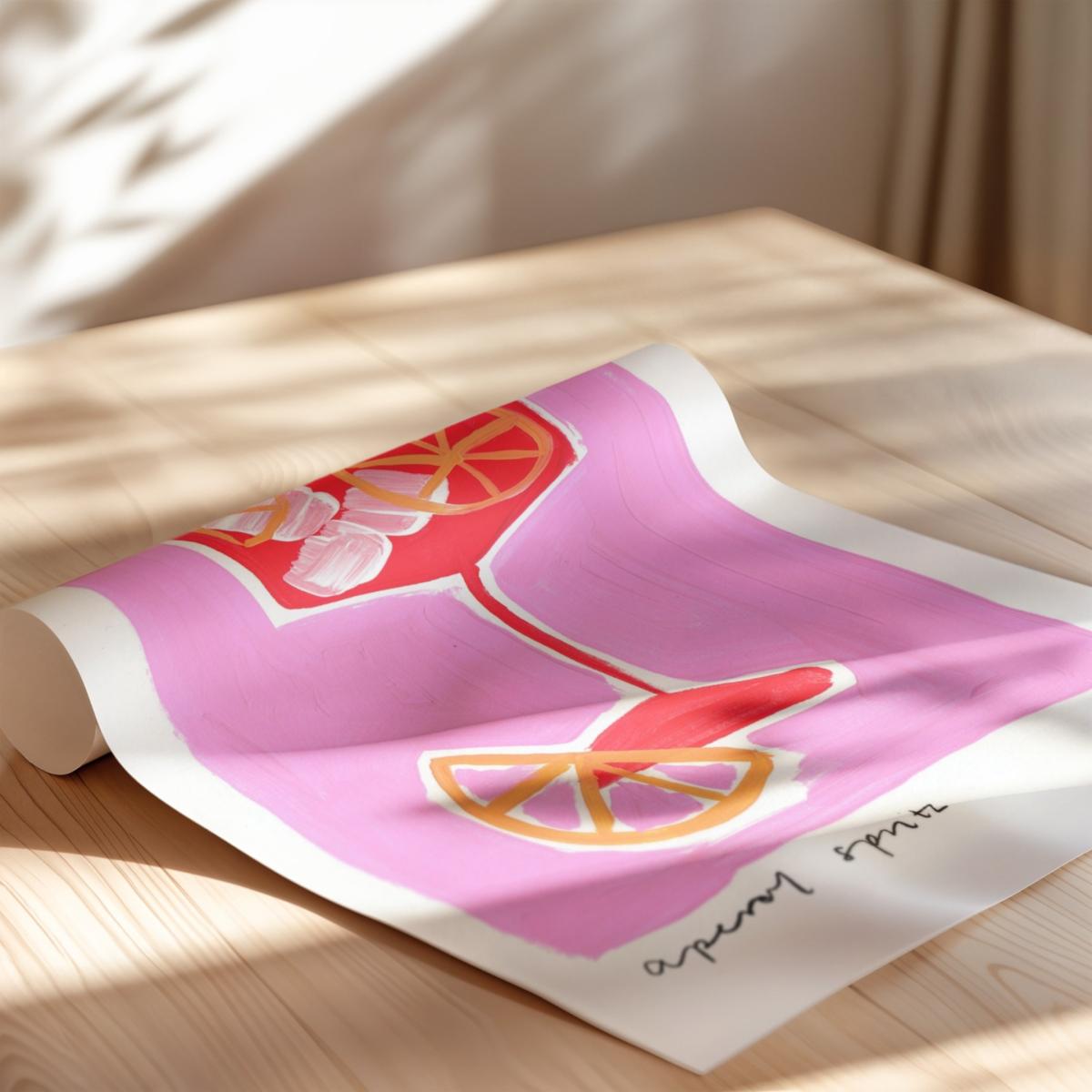 Pink / Purple Aperol Spritz Pink Hand Painted Art Print - A3 | Natalie Cass Art – image 5