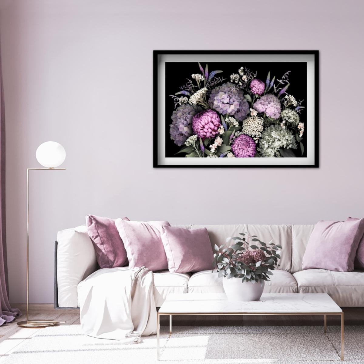 Pink / Purple / Green Hydrangea Large Print A2 420 X 594Mm Francesca Wild – image 2