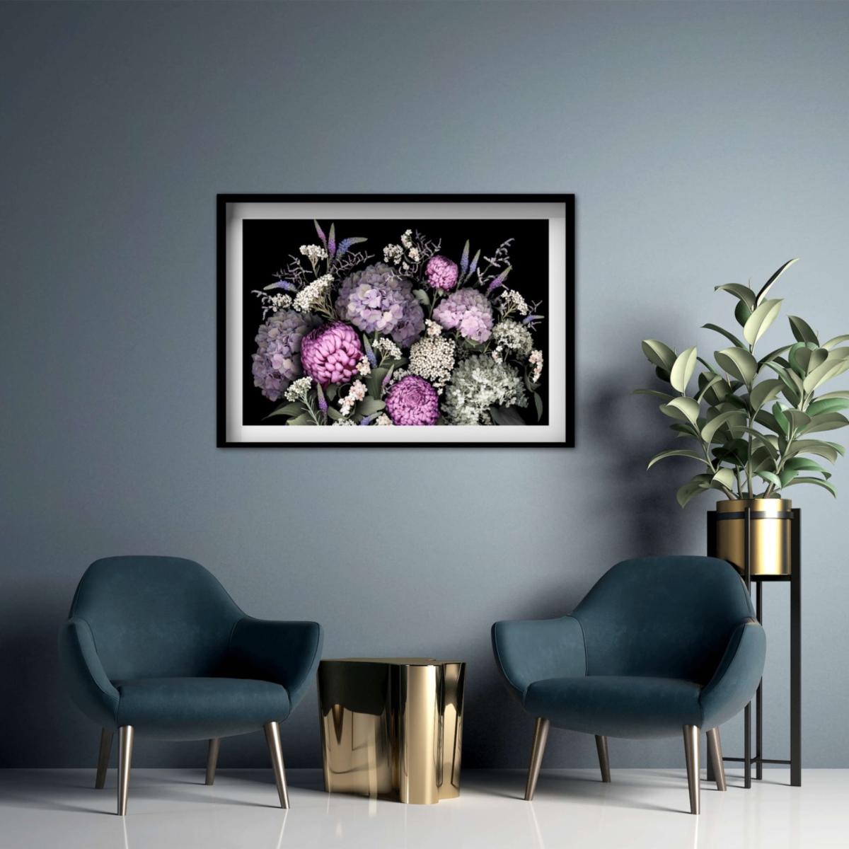 Pink / Purple / Green Hydrangea Large Print A2 420 X 594Mm Francesca Wild – image 3