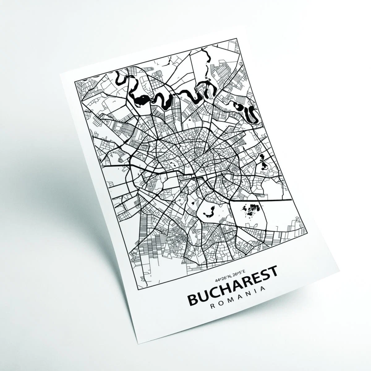 Black Map Of Bucharest Romania Extra Small Stanley Print House – image 2