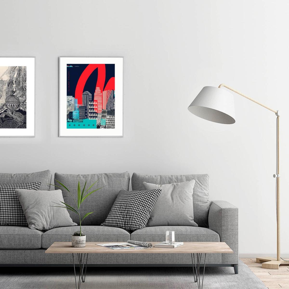 Blue / Black / White Montreal Cityscape: Urban Skyline Art Print Awol – image 6
