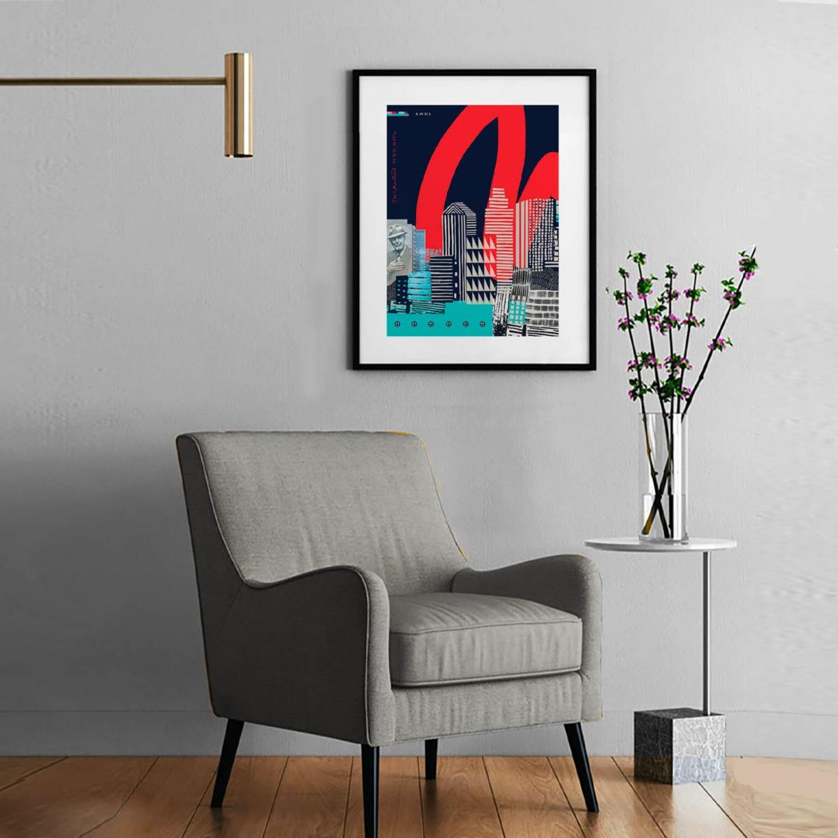 Blue / Black / White Montreal Cityscape: Urban Skyline Art Print Awol – image 8