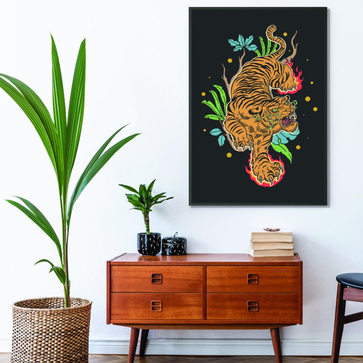 Yellow / Orange Classic Tiger Tattoo Extra Large Stanley Print House – image 3