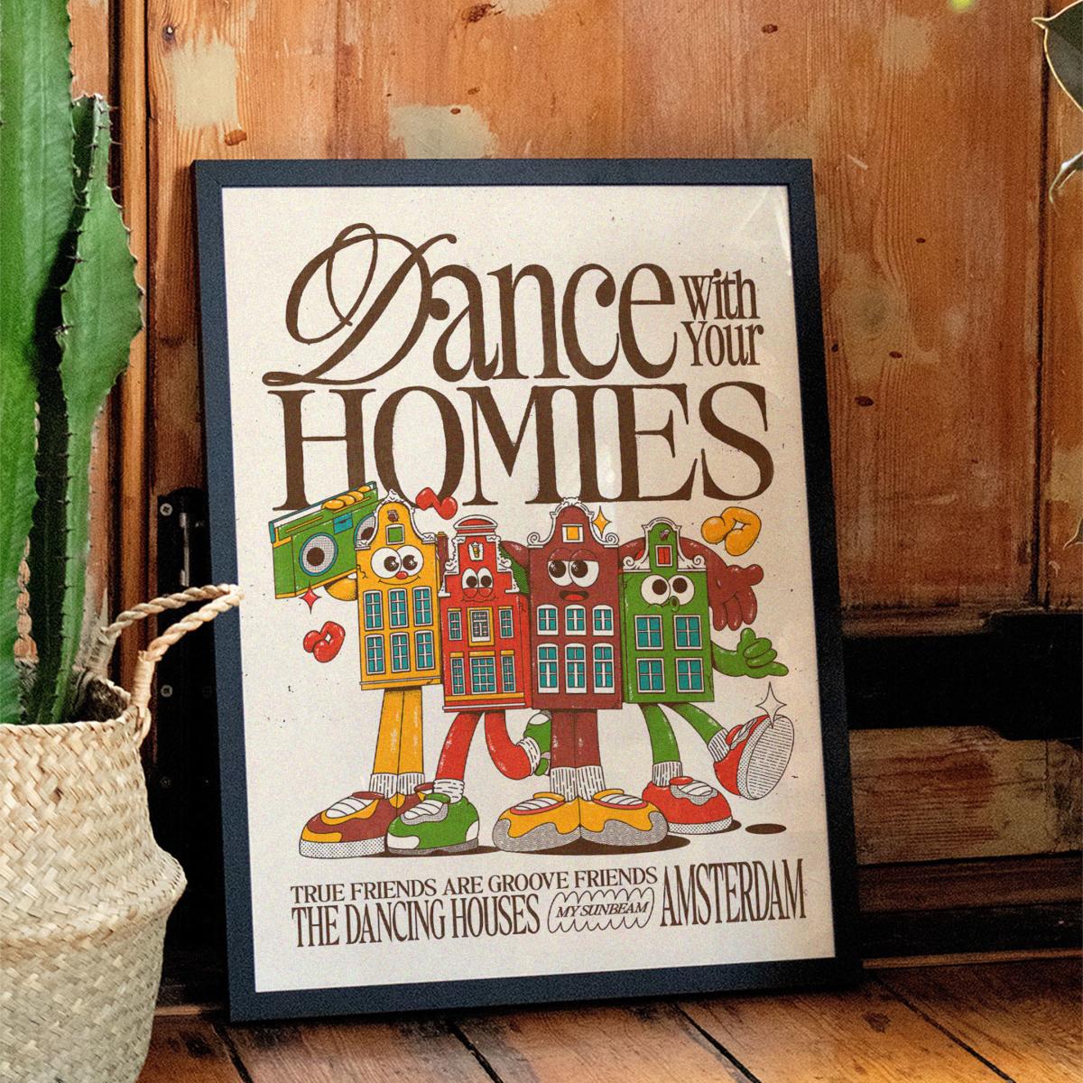 Neutrals Dance With Your Homies - Off White - Giclee Fine Art Print - Small | 12 X 16" | East Side Studio London – image 3
