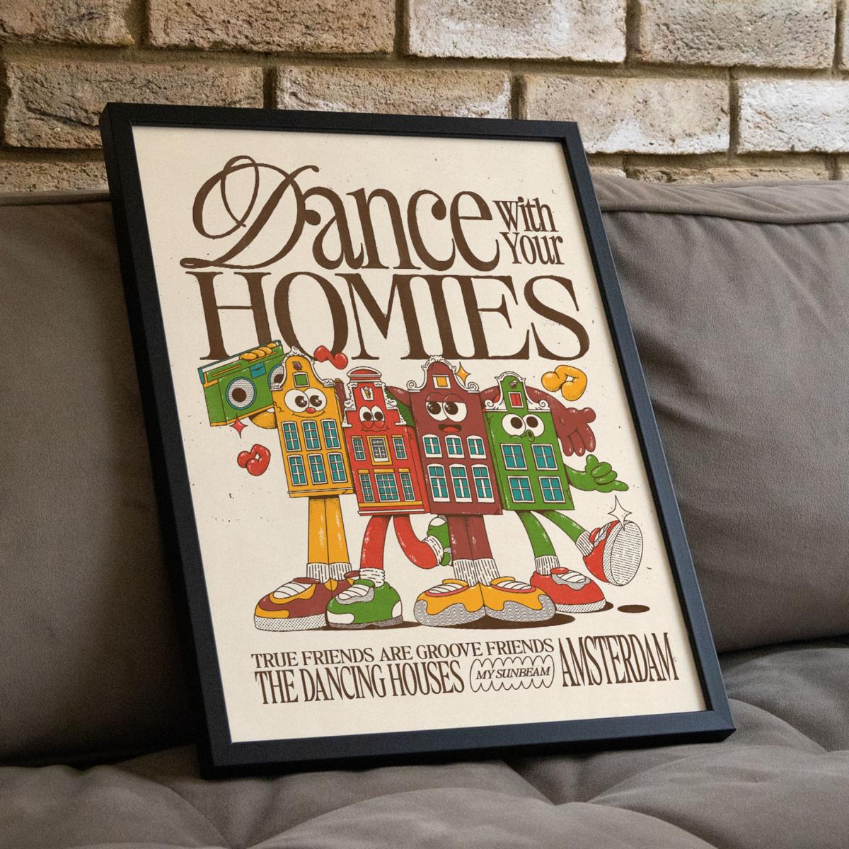 Neutrals Dance With Your Homies - Off White - Giclee Fine Art Print - Small | 12 X 16" | East Side Studio London – image 5