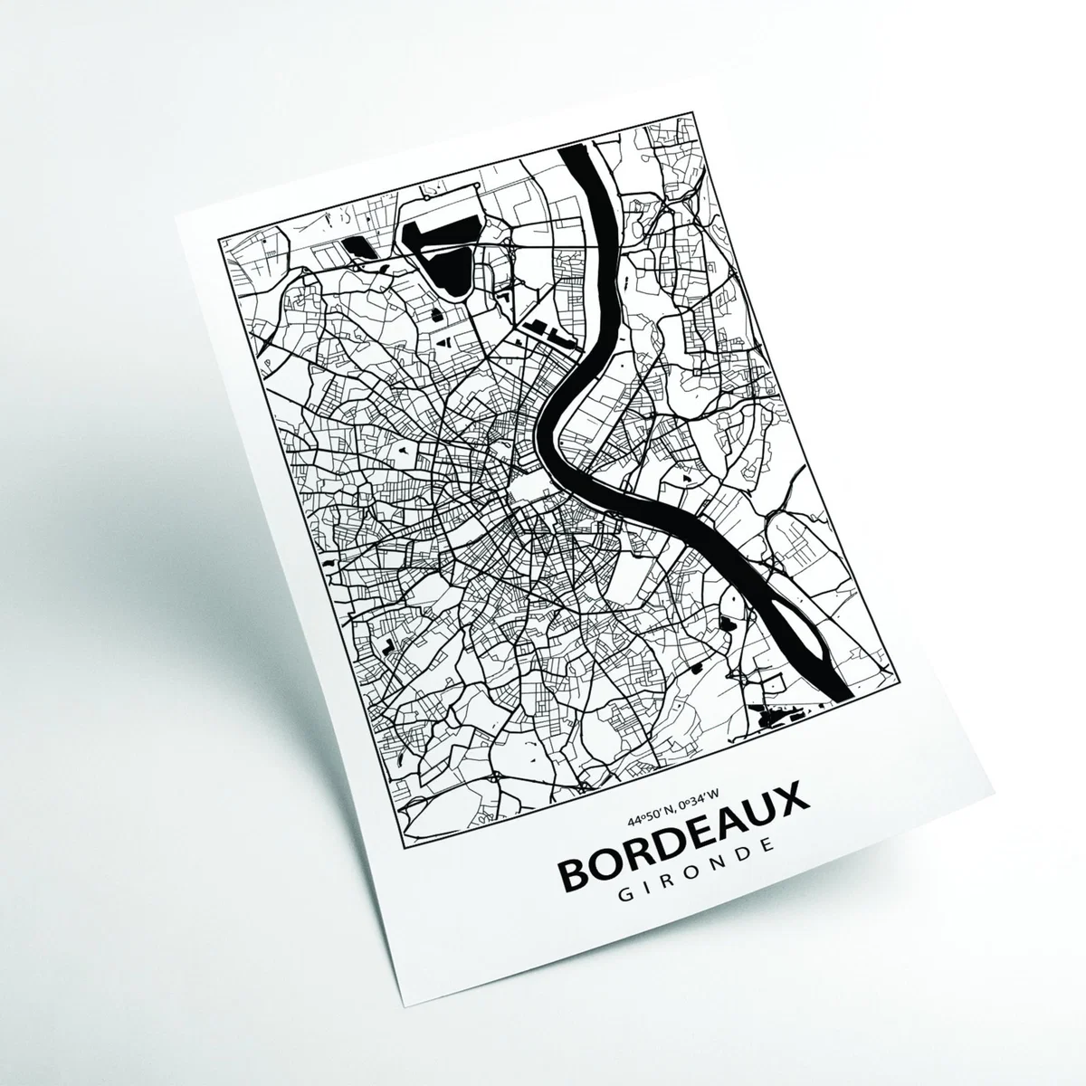 Black Map Of Bordeaux A3 297 X 420Mm Stanley Print House – image 2