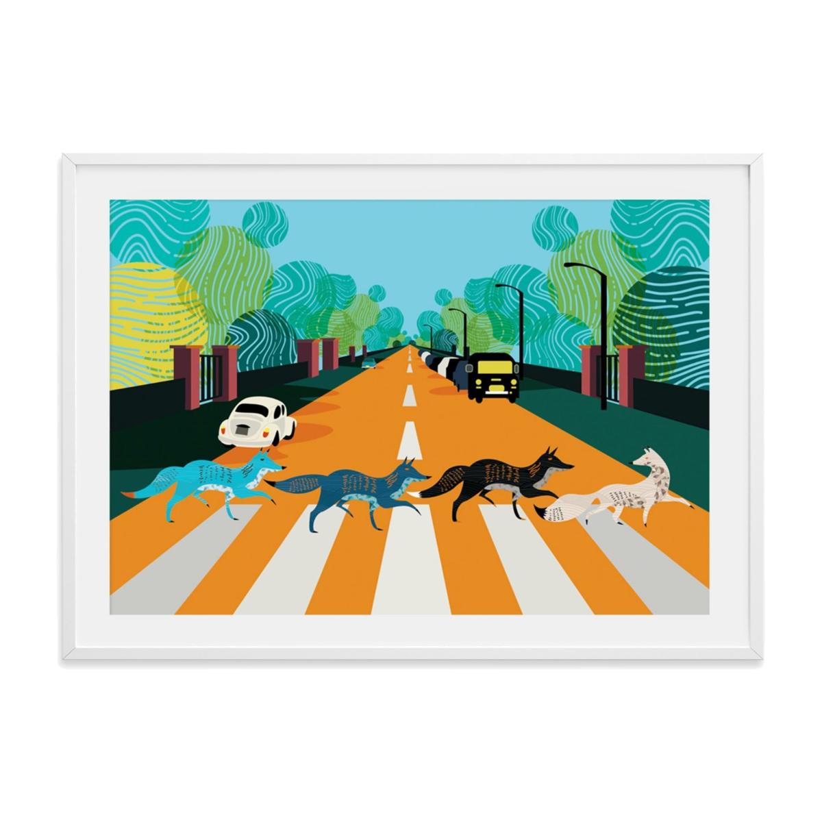 Abbey Road Foxes Illustrated Art Print Of London A3 297 X 420Mm Eye for London Prints – image 1