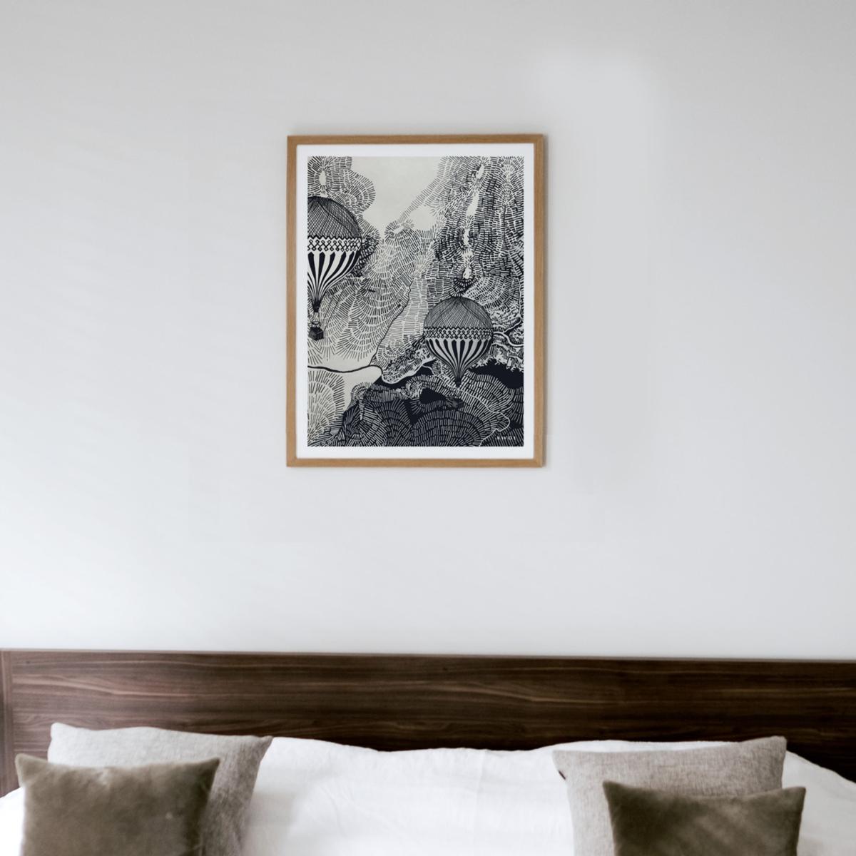 Black The Dreamer Illustration Petite Art Print - Air Balloon Adventures In The Sky Awol – image 2