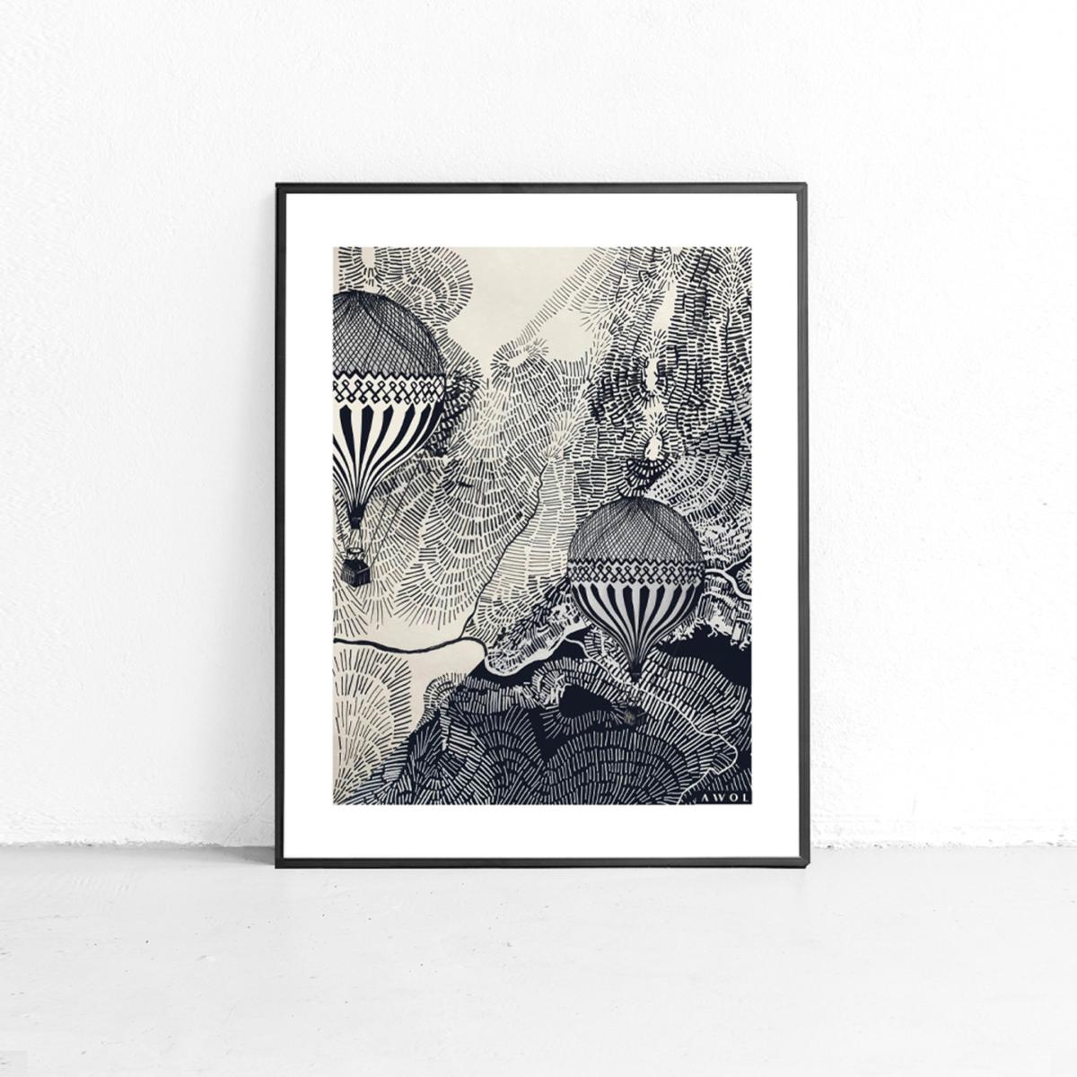 Black The Dreamer Illustration Petite Art Print - Air Balloon Adventures In The Sky Awol – image 13