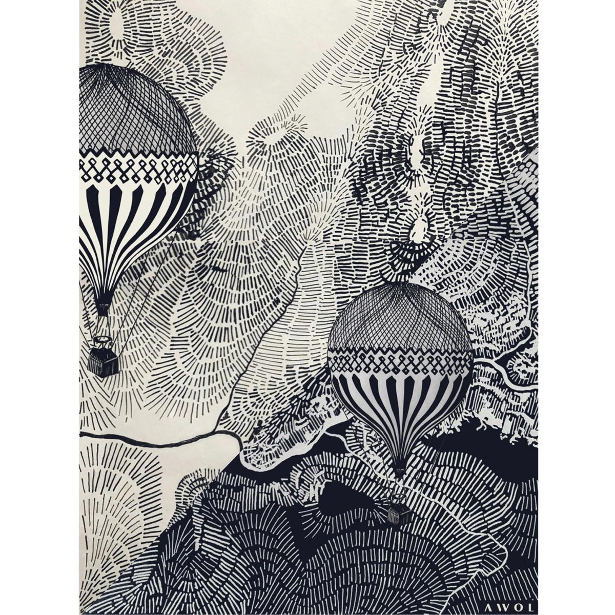 Black The Dreamer Illustration Petite Art Print - Air Balloon Adventures In The Sky Awol – image 17