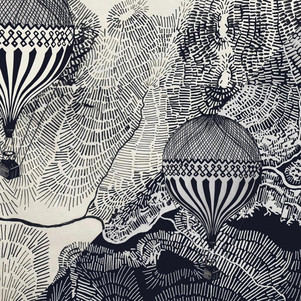 Black The Dreamer Illustration Petite Art Print - Air Balloon Adventures In The Sky Awol – image 3
