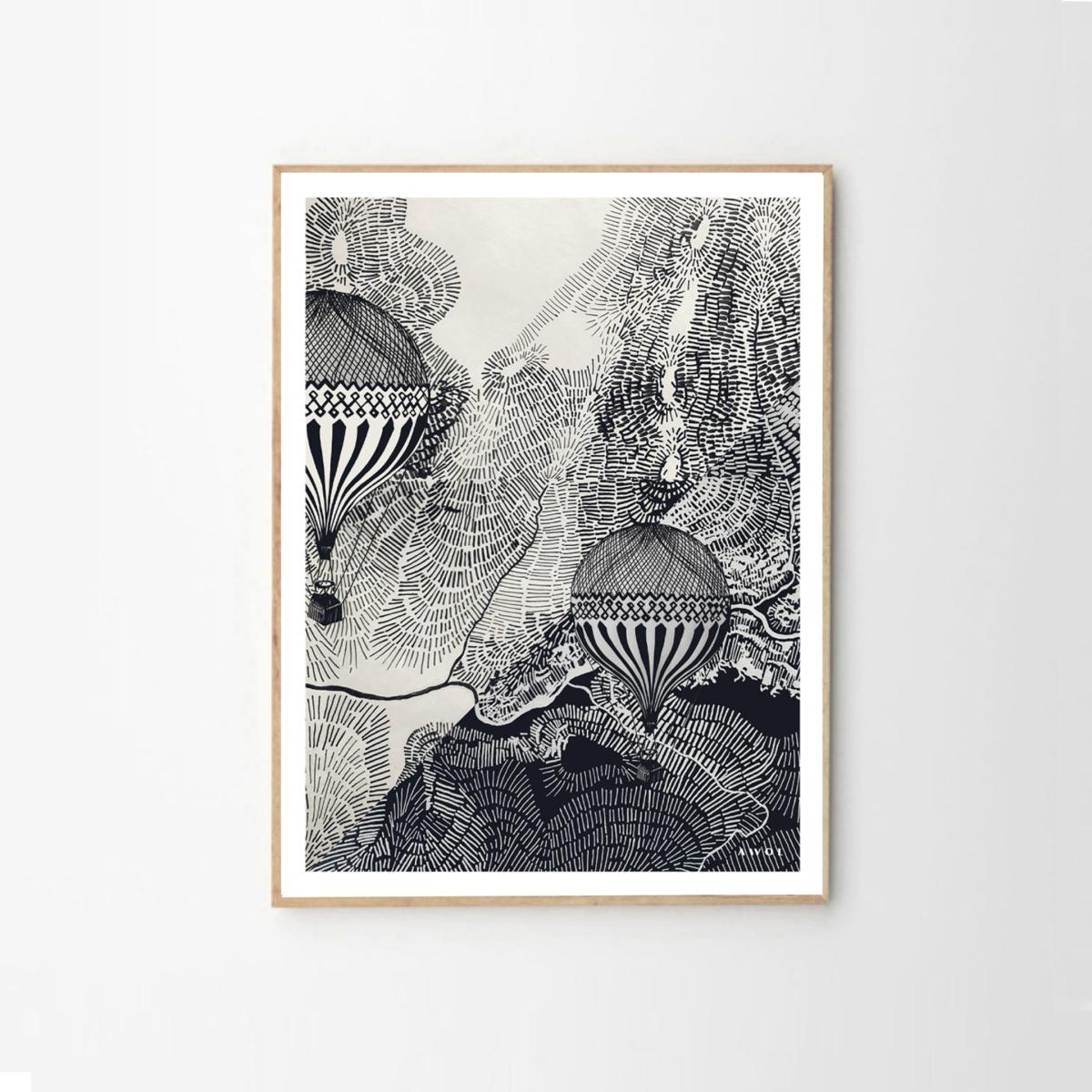 Black The Dreamer Illustration Petite Art Print - Air Balloon Adventures In The Sky Awol – image 4