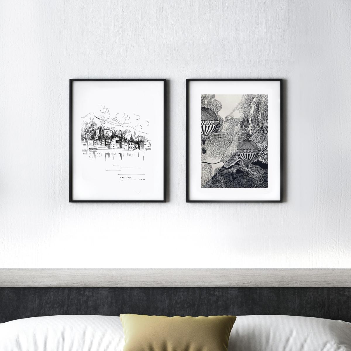 Black The Dreamer Illustration Petite Art Print - Air Balloon Adventures In The Sky Awol – image 6