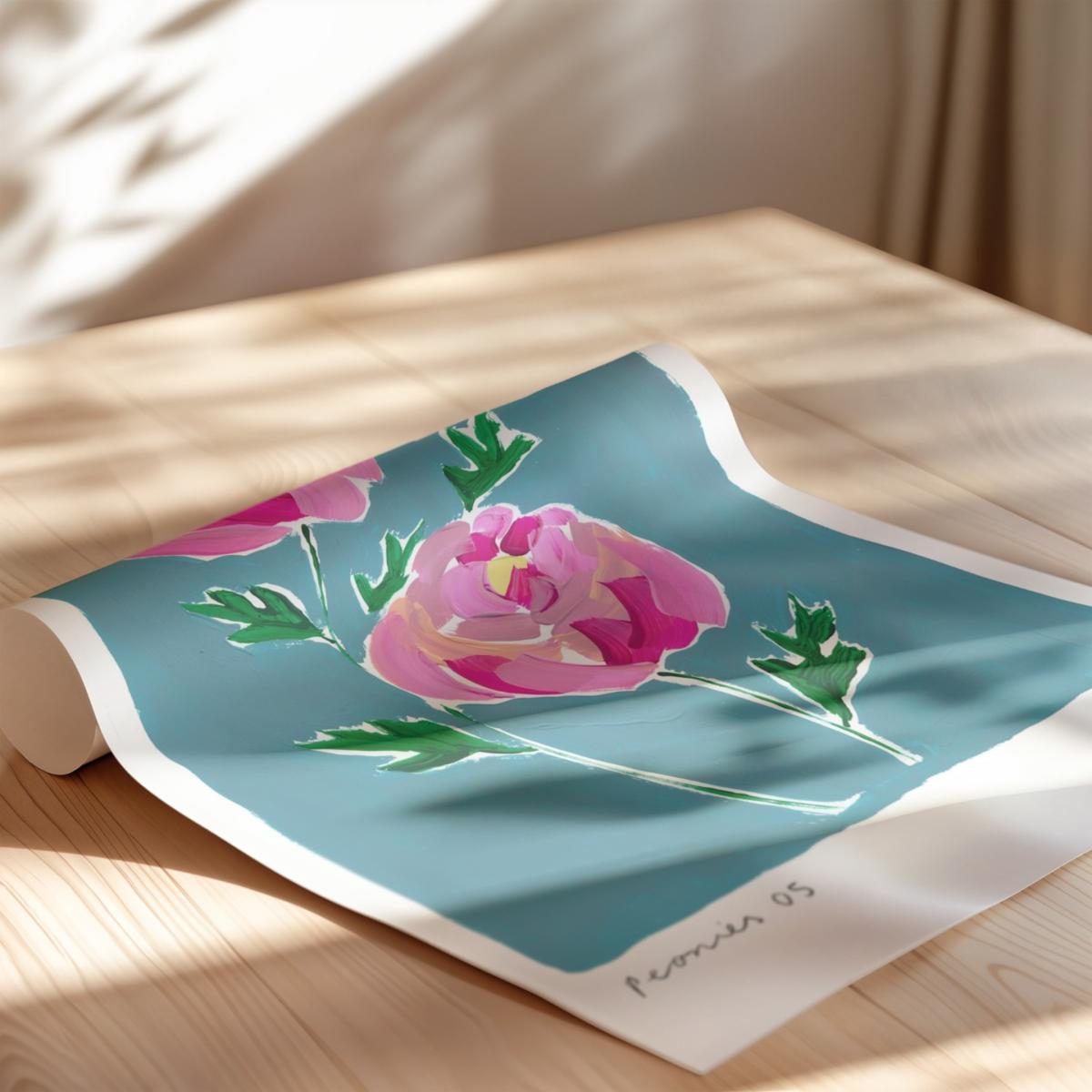Blue / Pink / Purple Peonies Hand Painted Art Print - A3 | Natalie Cass Art – image 5
