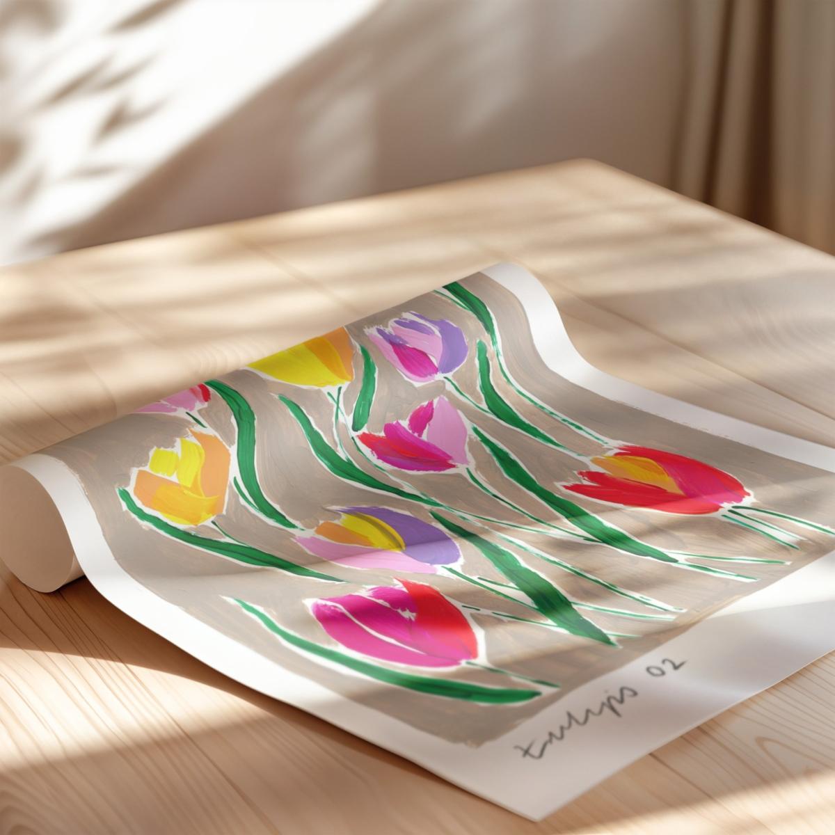 Neutrals Tulips Hand Painted Art Print - A3 | Natalie Cass Art – image 4