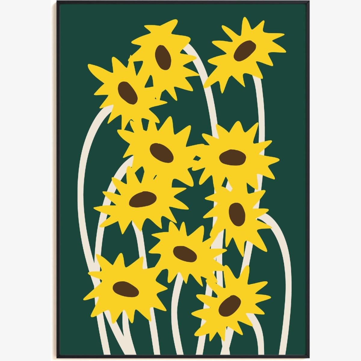 Sunflowers Green Art Print - A3 Natalie Cass Art – image 1