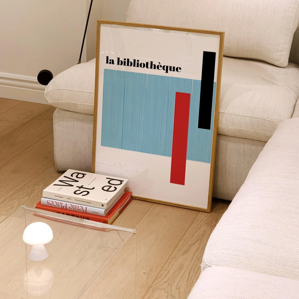 White / Black / Blue La Bibliothèque French Abstract Giclée Art Print A3 A3 297 X 420Mm Fanclub – image 3