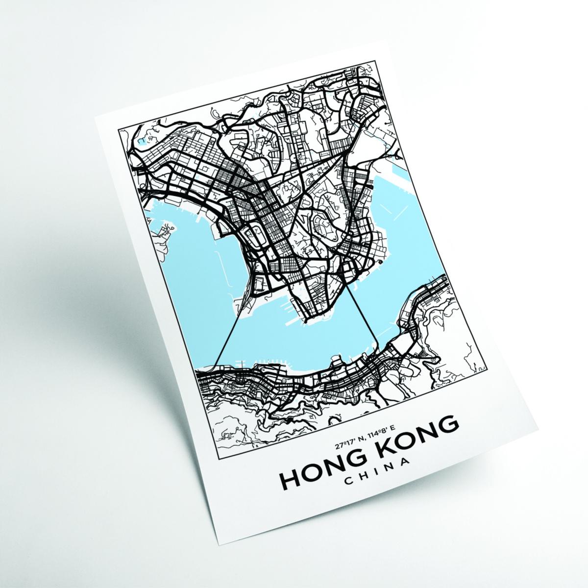 Blue Map Of Hong Kong China Extra Large Stanley Print House – image 2