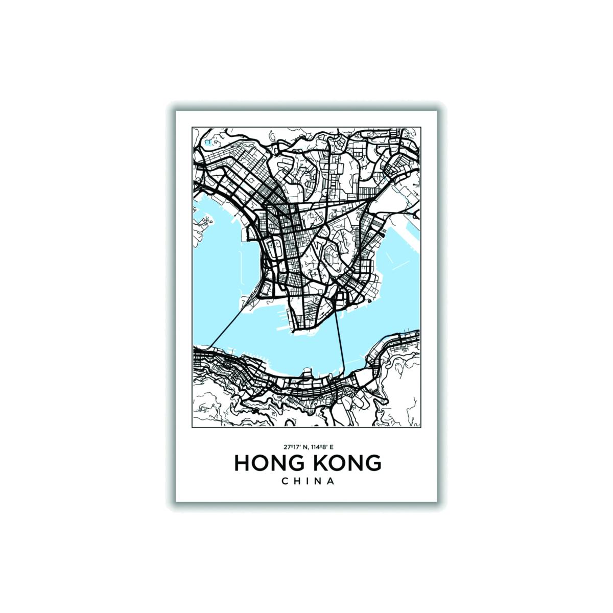 Blue Map Of Hong Kong China Extra Large Stanley Print House – image 1