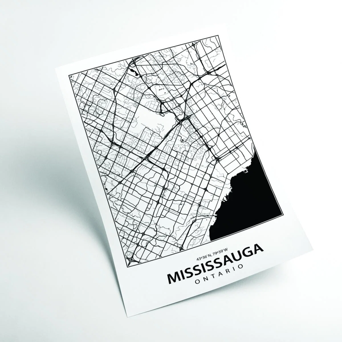 Black Map Of Mississauga A1 594 X 841Mm Stanley Print House – image 2
