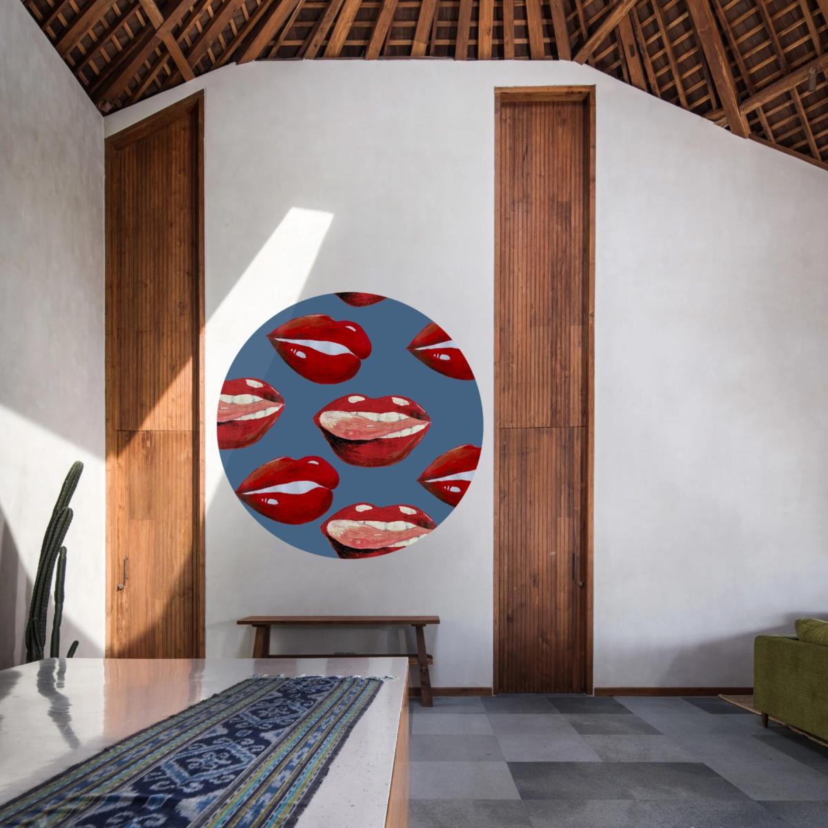 Circle Wall Sticker Blue Lips Catchii – image 2