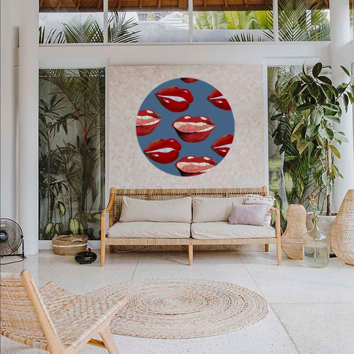 Circle Wall Sticker Blue Lips Catchii – image 3