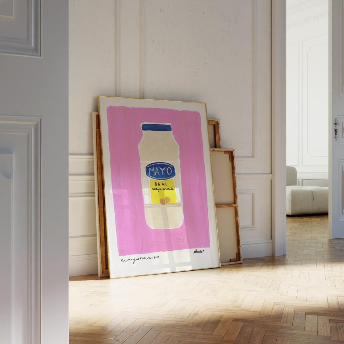Pink / Purple Mayonnaise Hand Painted Art Print - A2 | Natalie Cass Art – image 3