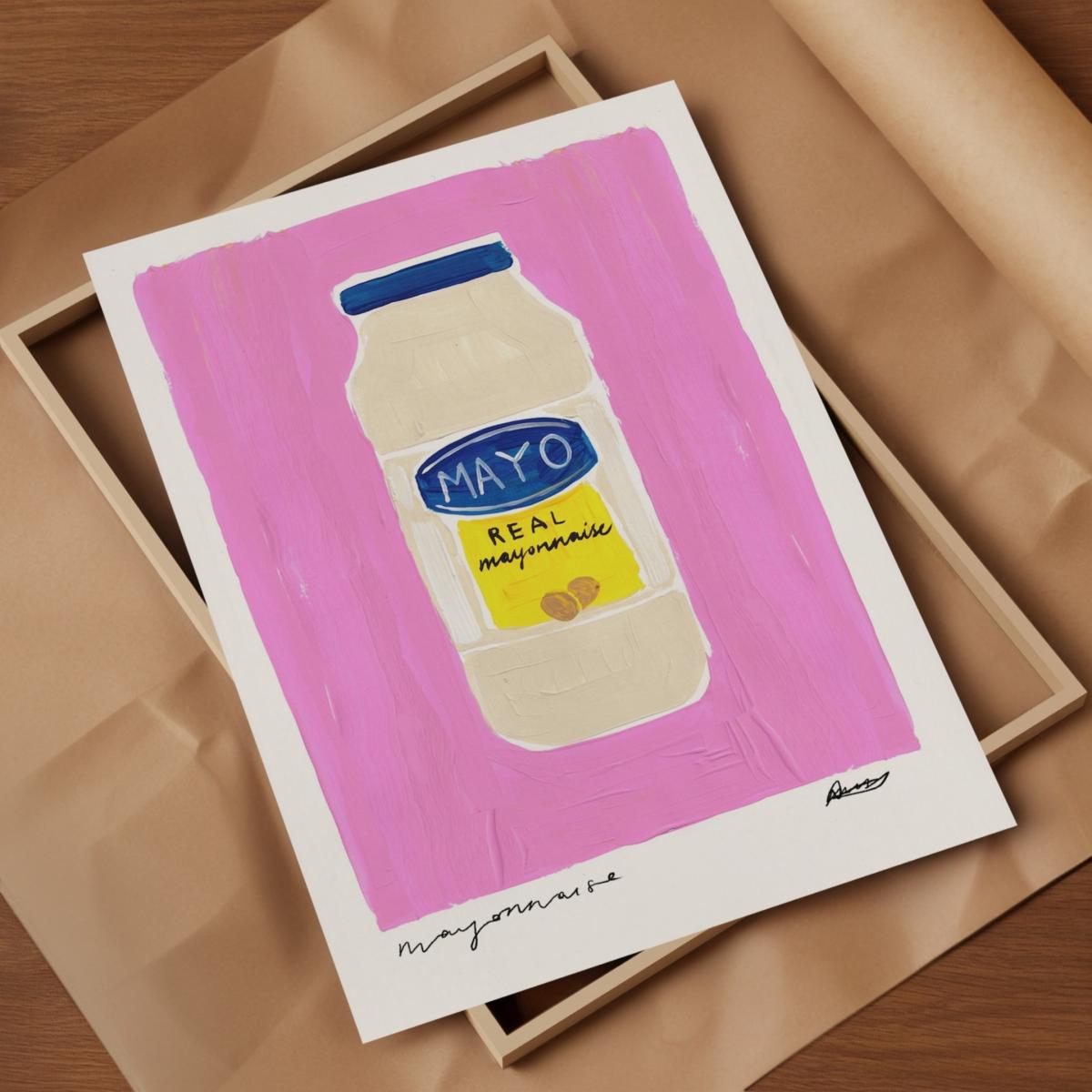 Pink / Purple Mayonnaise Hand Painted Art Print - A2 | Natalie Cass Art – image 4